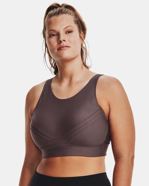Women's UA Infinity Mid Pintuck Sports Bra in Gray image number 4
